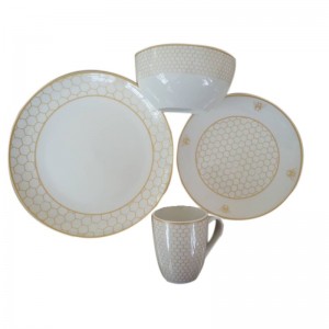 Gracie Oaks Douthat Honeycomb Porcelain Coupe 18 Piece Dinnerware Set, Service for 6 GRCS3665